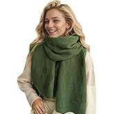 ZNMDOK Womens Green Scarf Winter Thick Cable Knit Wrap Chunky Long Shawl Oversized Scarves Winter Warm Scarf