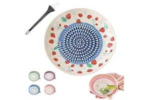Premium Ceramic Garlic Grater Plate, Gradient Ginger Grater Dish with Spout, Handheld Ceramic Grinding Plate for Garlic, Ging