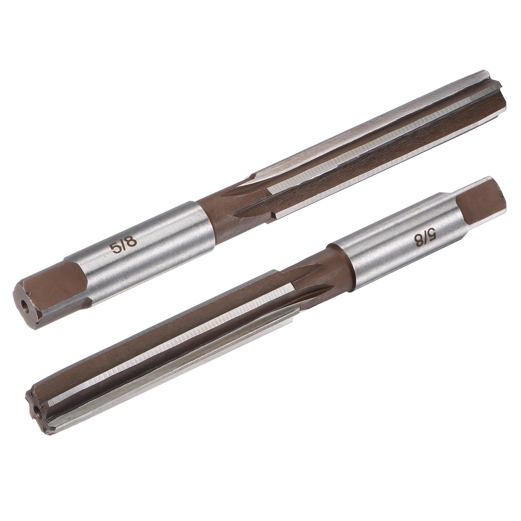 sourcing map 5/8" Hand Reamer H8 Accuracy Alloy Tool Steel 6 Flutes Straight Shank Milling Cutter Tool 2pcs