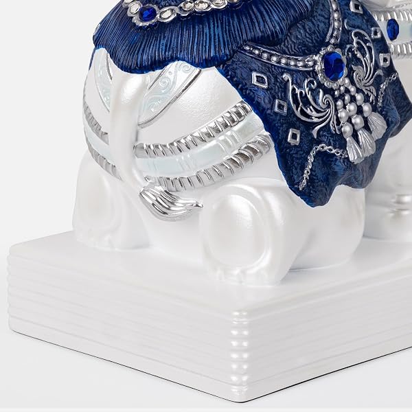 MXARLTR ELEPHANT BOOKENDS FOR SHELVES, DECORATIVE BOOKENDS, BOOK HOLDERS WITH ANTI-SLIP PAD FOR BOOK LOVERS HEAVY BOOK STOPPER FOR HOME OFFICE DECOR (BLUE&WHITE)