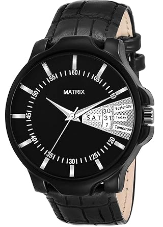 Analog Day & Date Functioning Black Dial Watch for Men/Boys (DD-BK-LTH1)