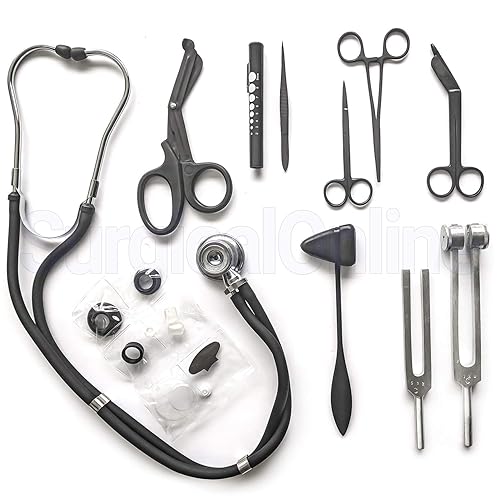9 Piece Medical Diagnostic Kit in Black Ideal for EMT, Nursing