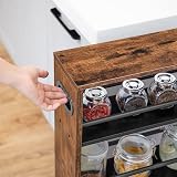 HOOBRO Slim Storage Trolley 4-Tier Narrow Kitchen Cart Rustic Brown Black view 7