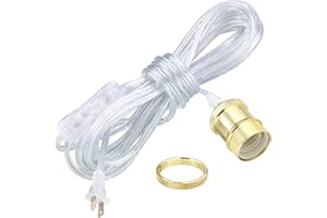 KEWANNO Plug in Pendant Light Cord, Gold Pendant Lighting Kit, 13FT Clear Plug in Hanging Light Cord Kit with On/Off Switch, E26 E27 Light Cord for Hanging Lamp DIY, 1Pack