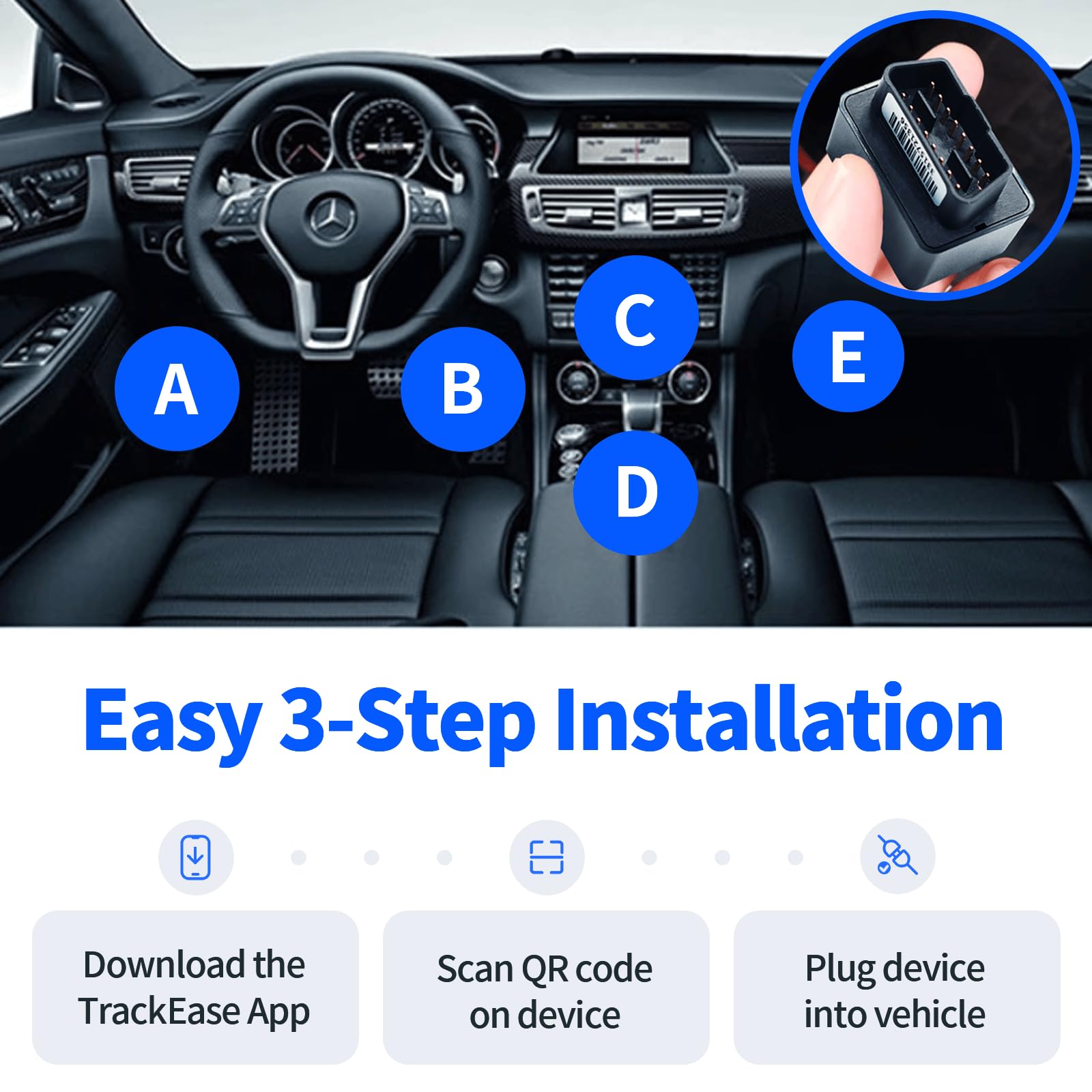 GPS Tracker for Vehicles, No Monthly Fee, No Subscription, Real-Time Tracking, 4G SIM and Data Included, Trip History, GeoFence, Speeding Alerts, OBD
