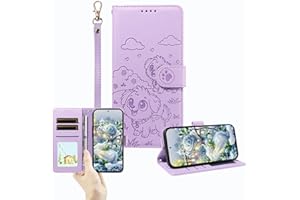 IVY Embossed Dog Pattern Wallet Case for Samsung Galaxy S21 FE, RFID Blocking Synthetic Leather Cover with Kickstand, Magneti