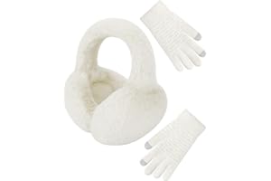 Senker Fashion Ear Muffs Gloves for Winter Women, Foldable Earmuffs Faux Furry Soft Ear Warmer Covers Headband Cold Weather