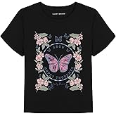 Lucky Brand Girl's Short Sleeve Graphic T-Shirt, Tagless Cotton Tee with Fun Designs