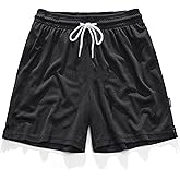 AIMPACT 7" Mens Mesh Shorts Athletic Basketball Shorts Double Layer Gym Workout Shorts with Pocket Drawstring