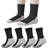 EPEIUS Kids Grip Soccer Socks Toddler Boys Non Slip Socks Cushioned Athletic Sock For Girls Youth Football 4T-14 Years