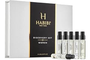 H HABIBI Deluxe Women's Fragrances Discovery Sample Set - Luxury Mini Perfume Set for Women - Includes Iris, Magnolia, Jasmine Oud, & Rose Perfume Samples - 6 X 2ml Travel Size Perfume Samples