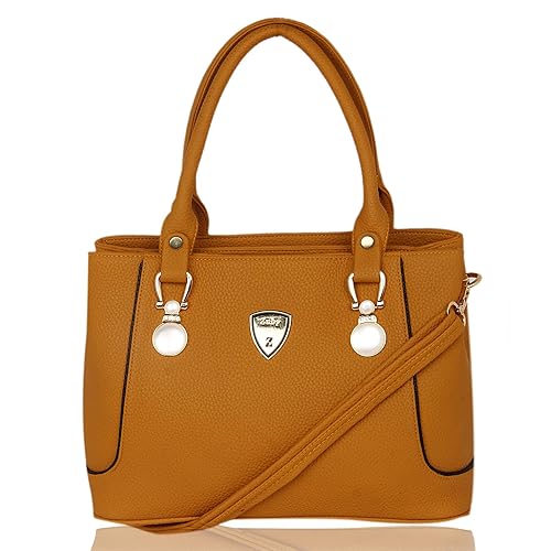 Zuby Womens Apricot Solid Satchel Bag