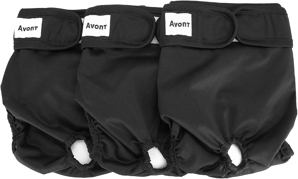 Avont 3 Pack Reusable Dog Diapers Large Black Washable Washable Sanitary Wraps