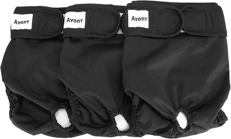 Avont 3 Pack Reusable Dog Diapers Large Black Washable Washable Sanitary Wraps