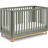 Storkcraft Santos Convertible Crib (Olive & Natural) – GREENGUARD Gold Certified, Fits Standard Crib Mattress, Converts to Toddler Bed and Daybed, 4 Adjustable Mattress Heights, Rounded Edges