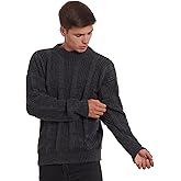 INTI ALPACA Men's Handcrafted Alpaca Wool Sweater, Charcoal Gray Chunky Knit Crewneck Pullover, Winter Style, Peruvian Made