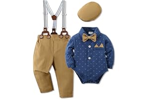 WESIDOM Baby Boy Clothes Suit 0-24M Newborn Infant Gentleman Boys Outfit Shirt+Bowtie+Beret+Suspender Pant Baby Clothing Set