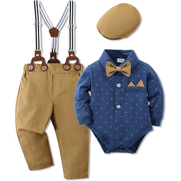 Tenue Smoking Noël Bébé Garçon 92 - Barboteuse Manches Courtes + Bretelles + Pantalon + Nœud Papillon Ensemble Formel Baptême