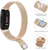 Vancle Strap for Fitbit Inspire 3 Rose Gold Stainless Steel Mesh Band view 4