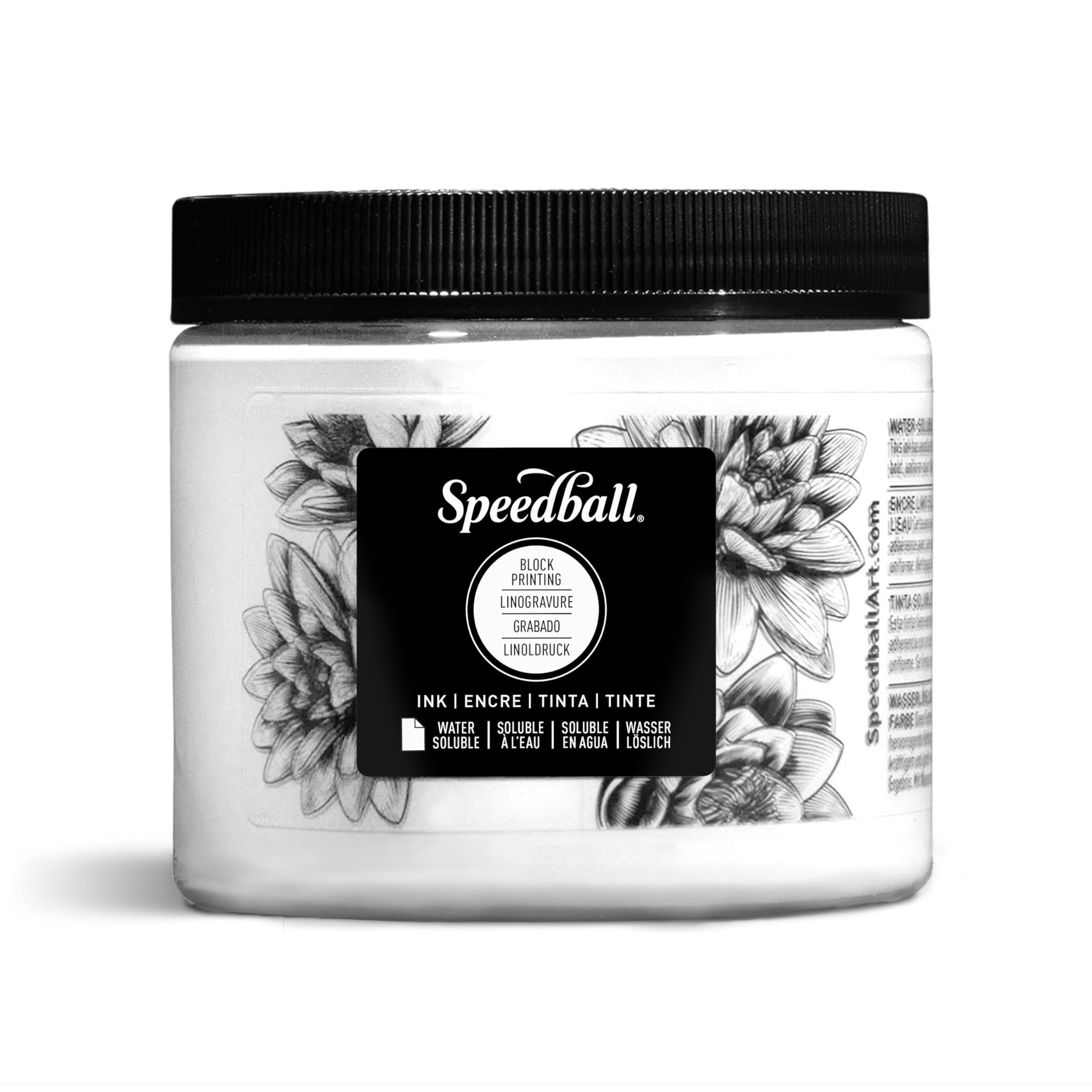 Speedball 16oz Water-Soluble Block Ink White, For Block Printing, Lino Printing, Screen Printing, For Artists Kit