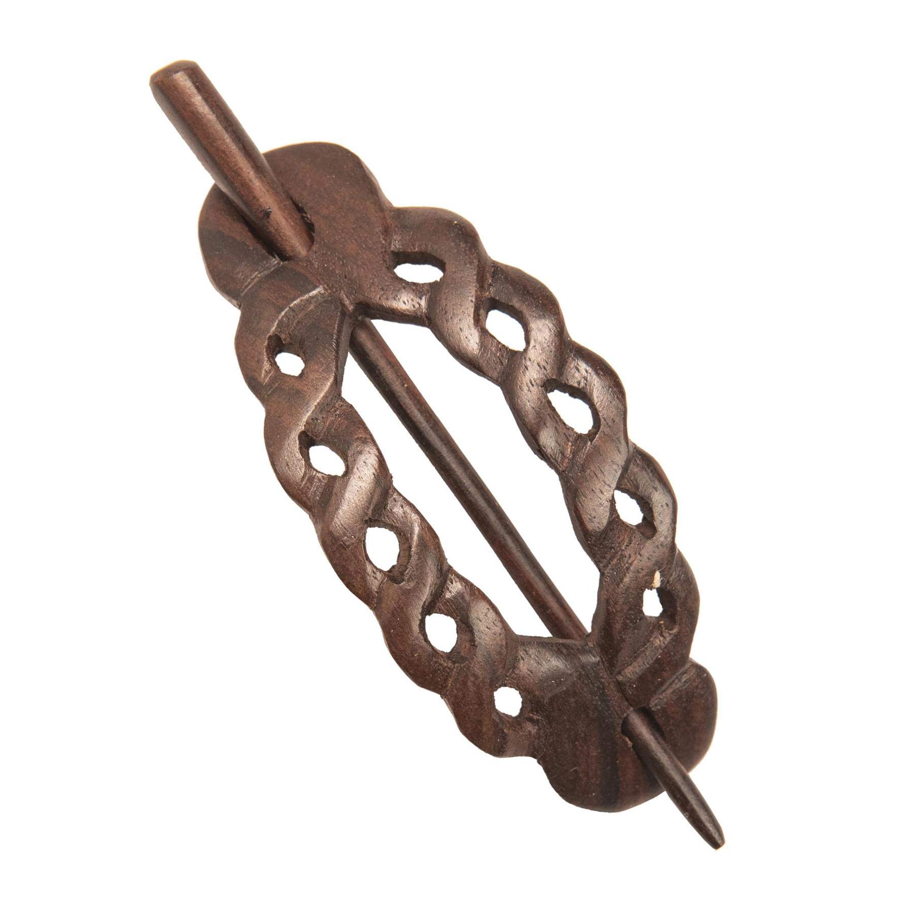 81stgeneration Women's Natural Wood Wooden Carved Woven Pattern Hair Barette Pin Stick
