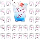 Kzeirm 110 Pcs Finally 21 Shot Glasses Disposable, Happy 21st Birthday Decorations for Her, 21st Birthday Gifts Favors for Girls, Pink Shot Cups Birthday Party Supplies, 2 oz