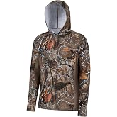 BASSDASH Men&rsquo;s UPF 50+ Lightweight Hunting Camo Hoodie Shirt FS30M | Quick Dry, Moisture Wicking, Performance Long Sleeve Shirt with Hood, for Hunting Fishing Hiking Outdoor