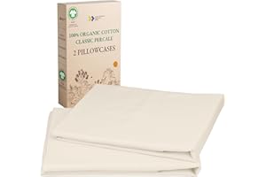 California Design Den 100% Organic Cotton Standard/Queen Pillow Cases 2, Soft Percale Weave Cotton Cooling Pillowcases - Ivory (Cream Tone)