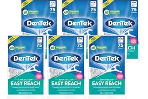 DenTek Complete Clean Easy Reach Floss Picks, Advanced Fluoride Coating, Mouthwash Blast Flavor, 75 ct. (Pack of 6)
