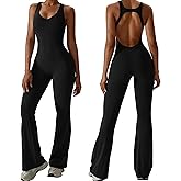 ALVORALAY Women's Flare Jumpsuit with Tummy Control – Sleeveless, Backless, Soft Stretchy Fabric, Elegant One-Piece