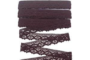SUYUN WELL 15 Yards 1.13 inch('') Wide Lace Trim Vintage Lace Ribbon Crochet Lace Scalloped Edge for Bridal Wedding Decoration Christmas Package DIY Sewing Craft Supply (Brown, 1.13inch)