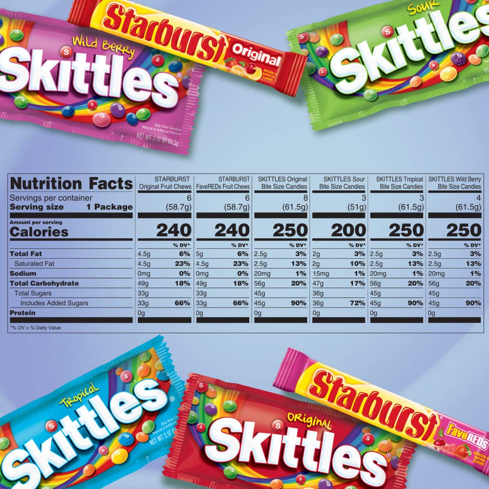 SKITTLES & STARBURST Candy Full Size Variety Mix 62.79-Ounce 30-Count Box : Grocery & Gourmet Food