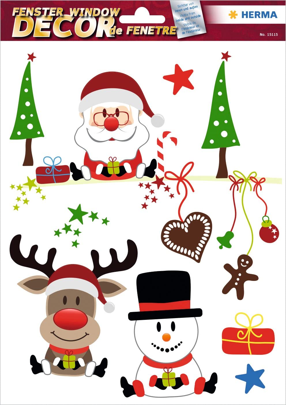 HERMA Christmas Window Stickers., Foil, Christmas Friends, 210 x 297 mm