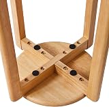 YMYNY 4pcs Solid Wood Round Stool 27x27x45CM Natural Color HBD026N-4 view 9