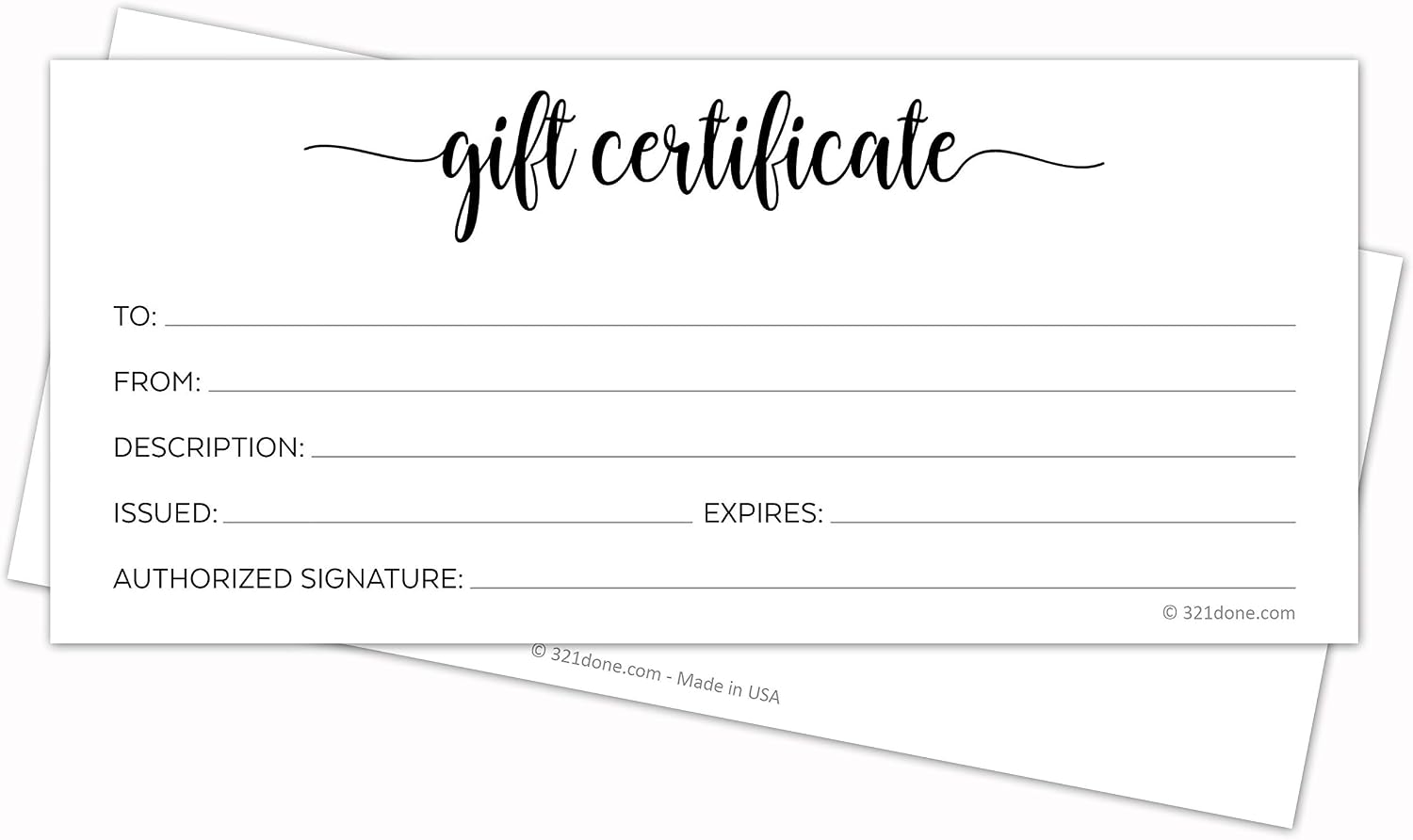 Amazon 321Done Simple White Blank Gift Certificates Pack Of 24