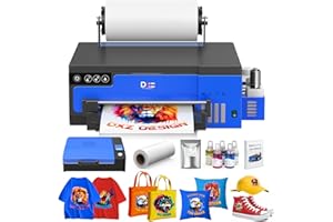 DXZ A4 DTF Printer with Roll Feeder-XP600 Doubled Printing Speed Compared to L1800 and L805,Built-in White Stirring System for DIY T-Shirt,Other Textiles(Printer+Oven+Software+Ink+Film)