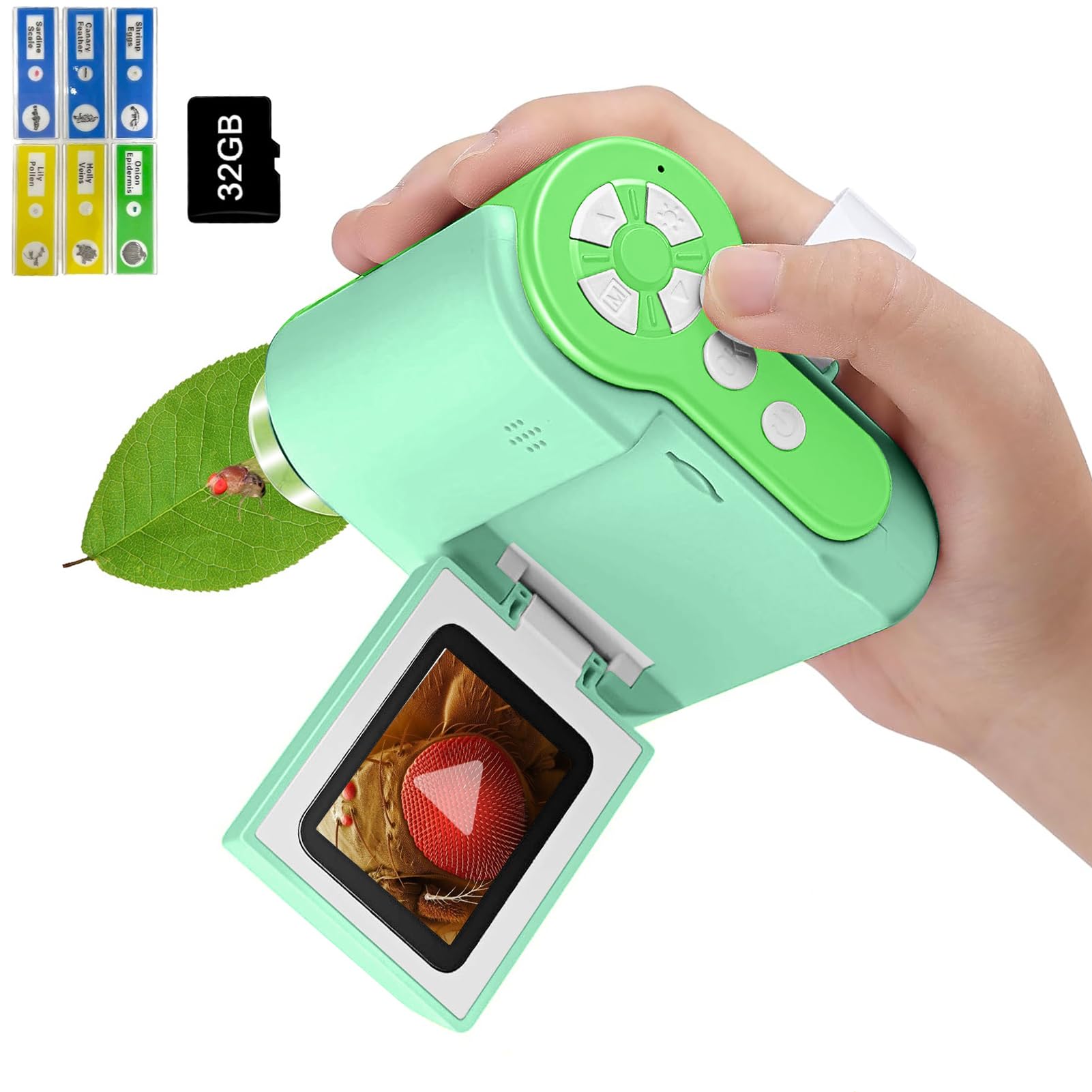 Photo 1 of WINWEND Kids Microscope Miniscope - 1000X Portable Labsters Handheld Microscope | Telescope and Microscope with 32GB SD Card | Photo and Video Microscope | Science Kits for Kids Over 3 Years Old