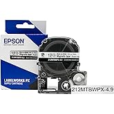 LABELWORKS 212MTBWPX-4.9 Magnetic Tape Cartridge - Black on White Magnet Label Maker Tape - 1/2" (12MM) Wide, 4.9 ft, White