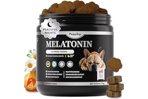 POPPAW Melatonin for Dogs, Calming Chews with Valerian Root & L-Theanine for Sleep Aid & Emotional Support, Calming Treats for Stress Anxiety Relief - Thunder, Fireworks, Barking, Bacon Flavor, 90Ct