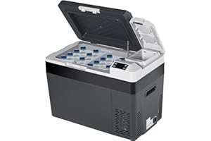 EKOJUCE 12 Volt Refrigerator Electric Cooler - 32Quart(30L) Refrigerator Compressor 12/24V DC & 110-240V AC, 12V Fridge Usable Battery