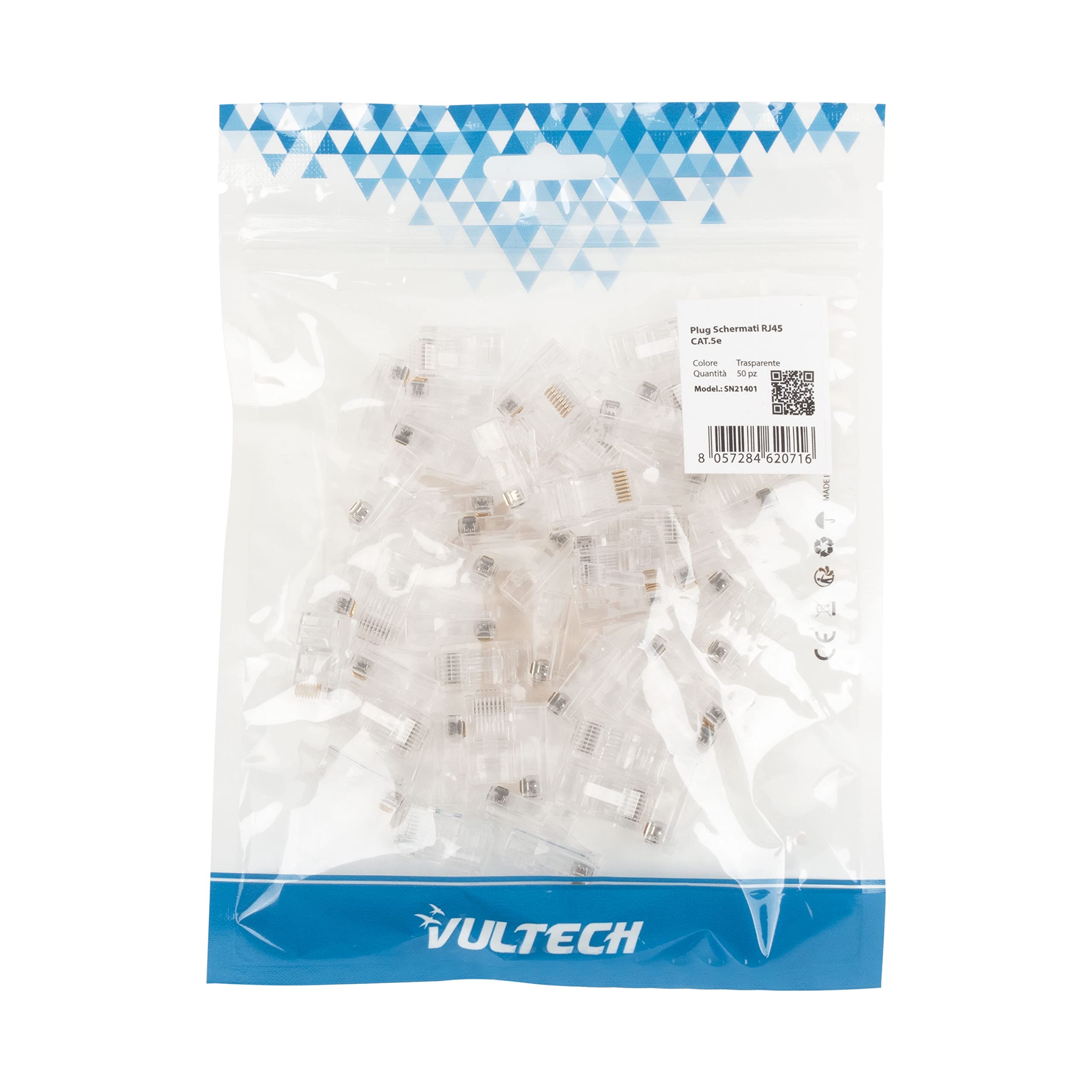 Vultech 50 pieces Plug Connectors RJ45 8P8 C Connector for Networking Cable