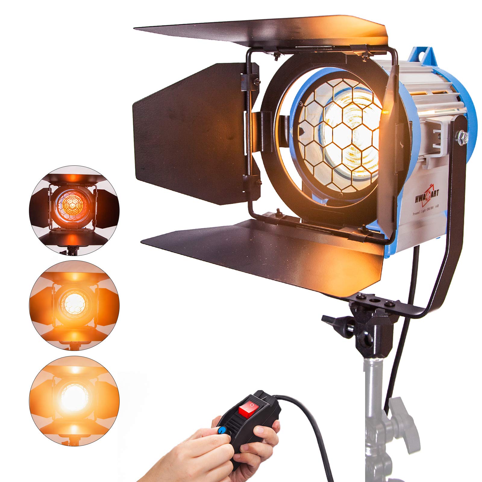 PYXEL STUDIO 300W Fresnel Tungsten Spotlight Halogen Video Continuous Lighting for Studio Photo Photography Film Youtube