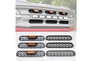 TEMPSNOW Front Grill Inserts with Amber Light for 2021-2025 Ford Bronco Big Bend Outer Banks Grill Light