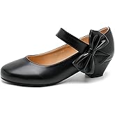 Peijely Women's Bow Mary Jane Low Chunky Heel Pumps Ankle Strap Side Bow Round Toe Dress Wedding Party Shoes