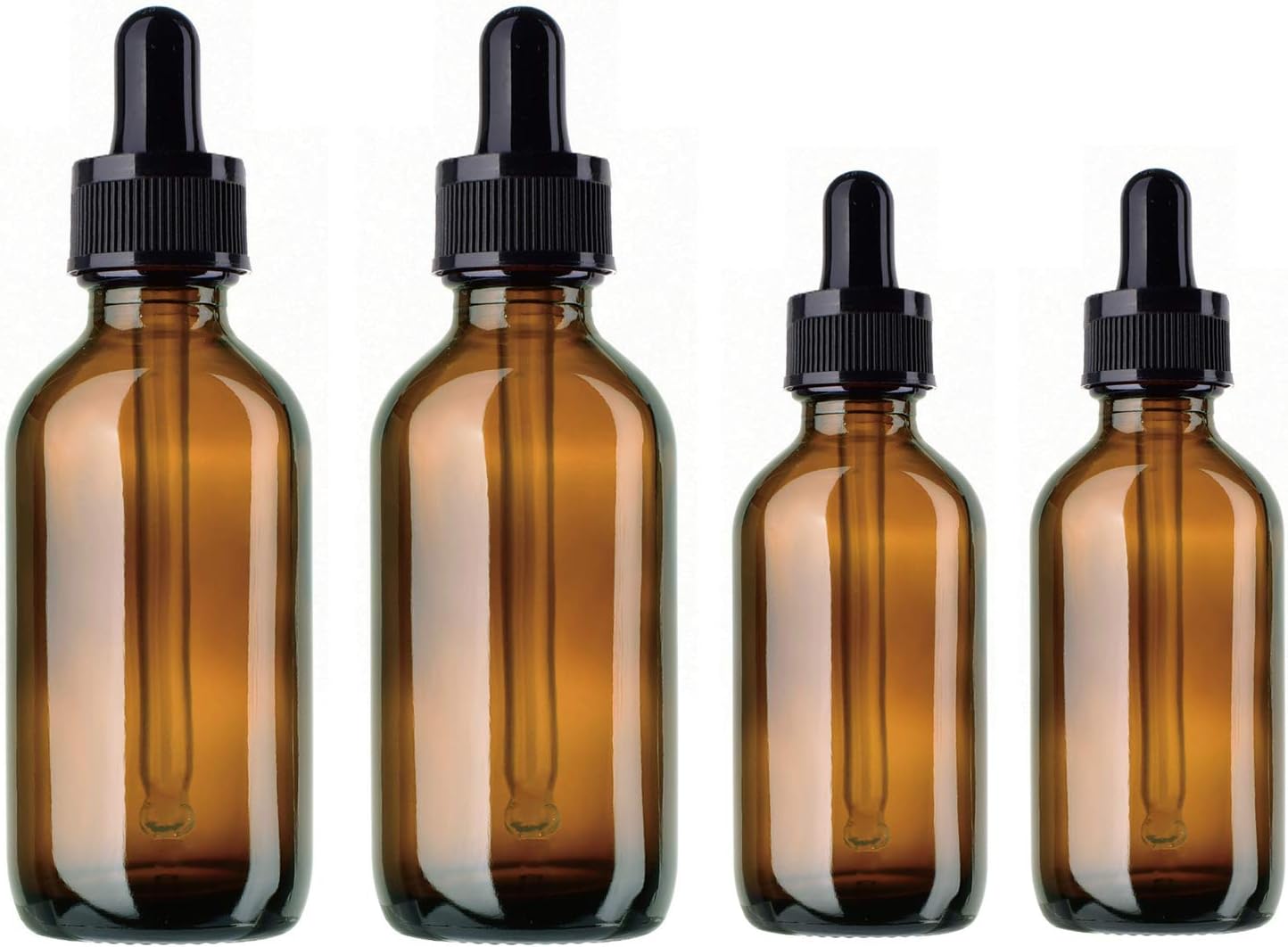 BlueXP 4 Pack Amber Glass Bottle with Pipettes Dropper 10ml 20ml Empty Amber Dropper Bottle Refillable with Black Screw Cap and Essential Oil Aromatherapy Eye Drops Reagent Liquid Bottle