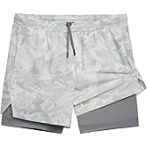 maamgic Mens Workout Shorts 2 in 1 Stretch 5" Gym Shorts Running Shorts with Compression Liner Zip Pocket