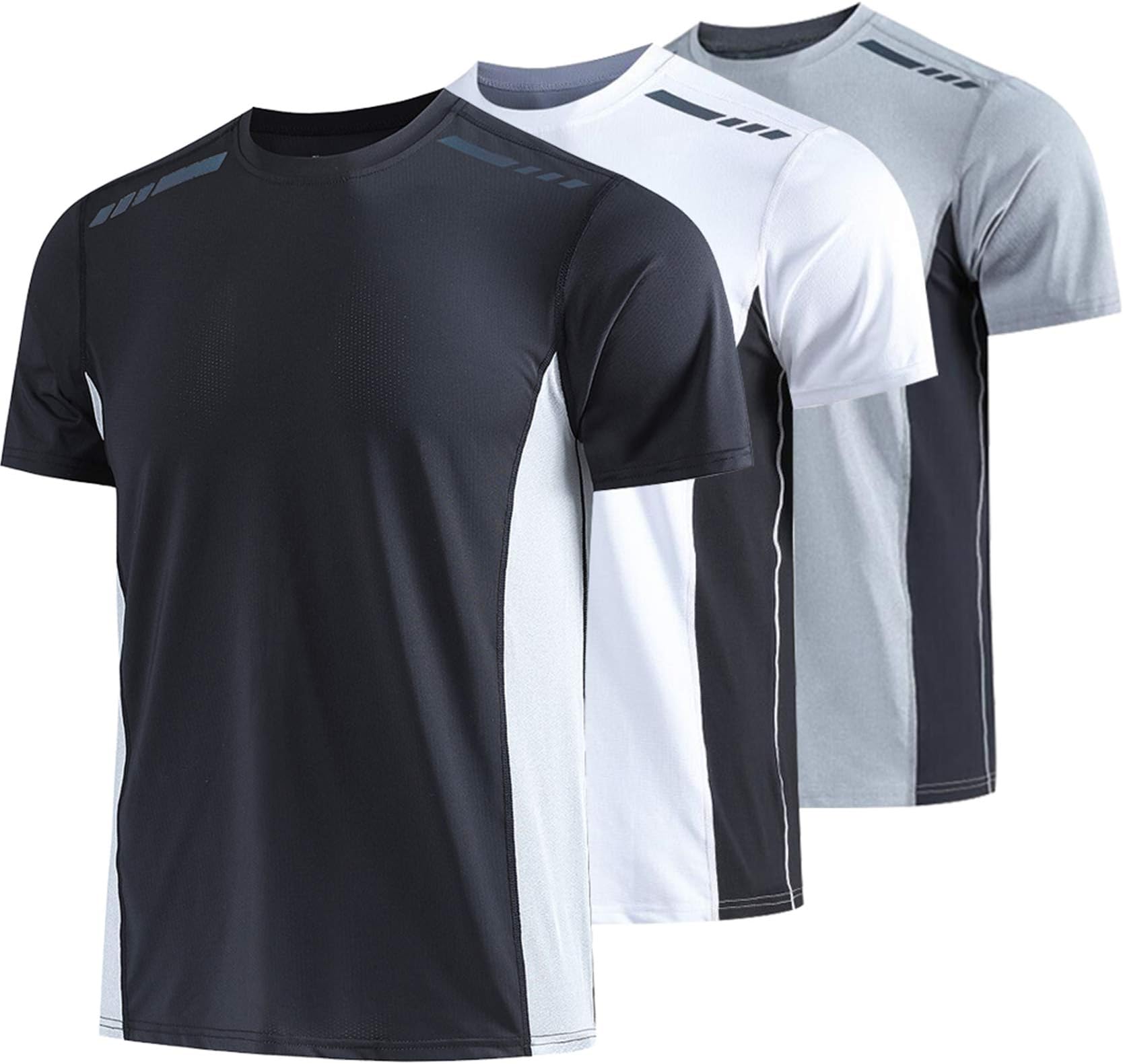 Men's Sports T-Shirt Stretch Tee Short Sleeve Raglan Sleeve Running Gym Bodybuilding Athletic Tee Shirts