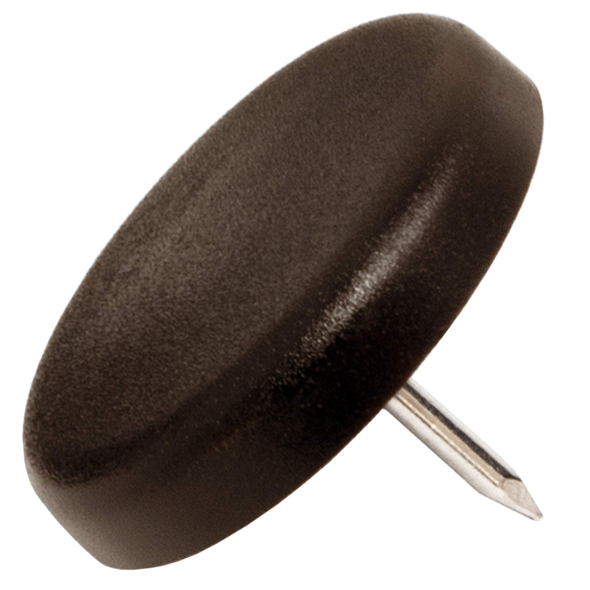 Adsamm® / 16 x Glides in plastic with nail | Ø 1,18'' (Ø 30 mm) | brown | round | Premium quality furniture sliders with nail by Adsamm®