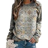 Akivide Women's Long Sleeve Flower and Landscape Print Sweatshirt Casual Fall Loose Crewneck Pullover Tops