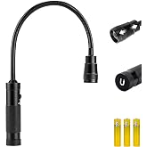 Favorlite 500 Lumen Magnetic Work Light | Zoomable Gooseneck Flashlight, 11" Flexible Neck, 1.14" Slim Head, 3 AAA Batteries Included
